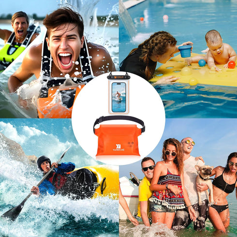 Noctilucent Water Proof Phone Pouch Waterproof Phone Case 7.3" and Waterproof Waist Pouch 7.5" Combo Phone Dry Bag Dry Pouch Small Dry Bag Beach S...