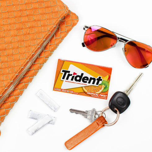 Trident Tropical Twist Sugar-Free Chewing Gum, 3 Packs of 14 Pieces (42 Total Pieces)...