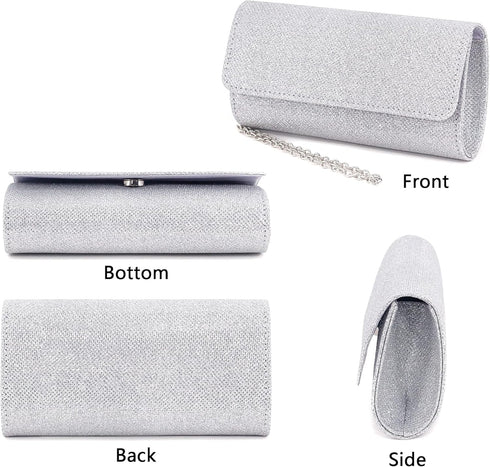 Women's Evening Bag Silver Square Exquisite Handbag Crossbody Shoulder Bag Purses for Dressy Party Prom Wedding...
