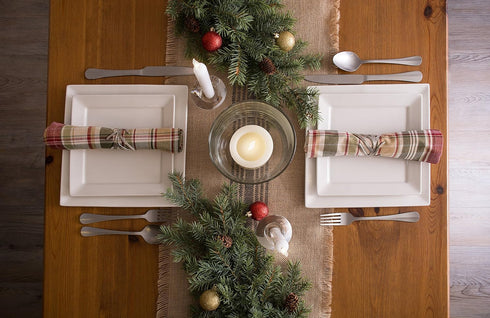 DII Jute Burlap Collection Kitchen Tabletop, Table Runner, 14x108, Middle Stripe Gray...