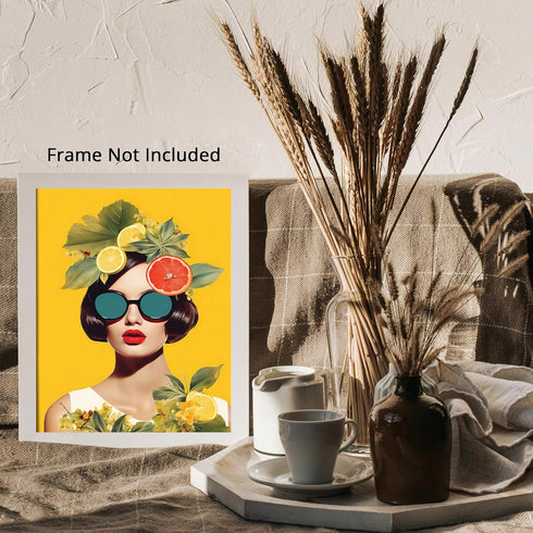Posterizer 1 pcs-vintage fashion-woman , fruits , flowers collage-Abstract & Modern Art-Retro Art-Gift for Art Lovers-Art for Cafe, Restaurant, Co...