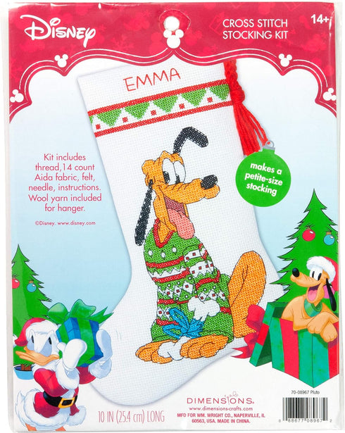 Dimensions Pluto Christmas Stocking Counted Cross Stitch Kit for Beginners, 14 Count White Aida Cloth, 10''L...