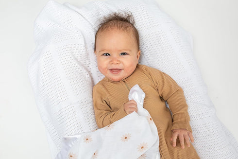 Lulujo Security Lovey Blankets Unisex Softest Breathable Cotton Muslin Security Blanket Set with Silky Satin Trim| Neutral Comforting Blanket for ...