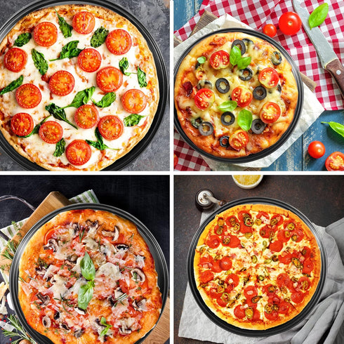 Pizza Steel Pan for Oven, Pizza Crisper Pan with Holes 12 Inch, Nonstick Round Pizza Baking Sheet Oven Tray, Perforated Carbon Steel Pizza Bakewar...