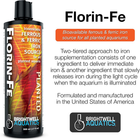 Brightwell Aquatics Florin Fe - Bioavailable Ferrous & Ferric Iron Source for Planted Aquariums 250-ml...