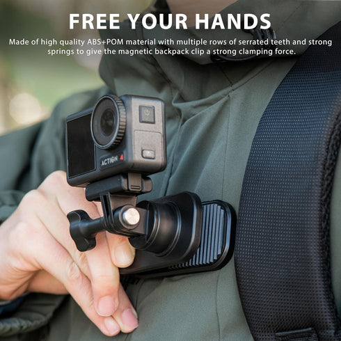 STARTRC OSMO Pocket 3 360° Rotation Magnetic Backpack Clip Mount Shoulder Strap Expansion Adapter Accessories for DJI Pocket 3/OSMO Pockt/Action C...