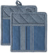 DII French Stripe, Kitchen Collection, Potholders, Chambray Blue, 2 Count...