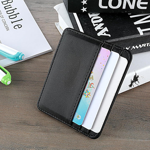 3.94" Slim Credit Card Holder Wallet Card Case in Pebble Leather, Rfid Blocking Card Case with 6 Slots and 1 Pocket, Minimalist Front Pocket Walle...