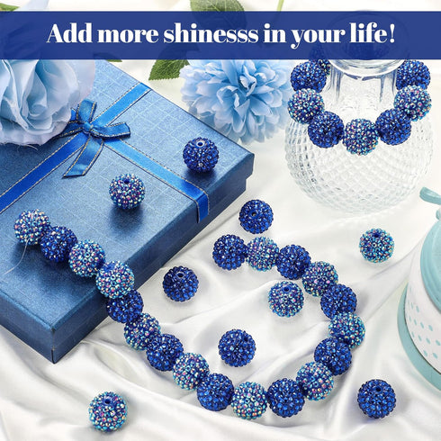 40 Pcs 20mm Rhinestone Beads Crystal Round Disco Ball Beads Bulk Chunky Bubblegum Beads Charms for Christmas DIY Pens Making Jewelry Supplies Craf...