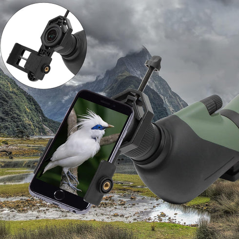 Metal Smartphone Telescope Adapter Camera Mount, Universal Phone Mount, Work with for Telescope Spotting Scope Microscope Monocular Binocular...