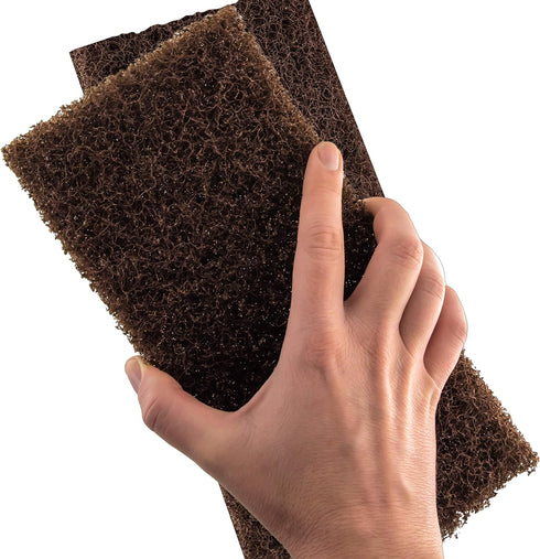 Heavy Duty XL Brown Scouring Pad 2 Pack. 10 x 4.5in Large Multipurpose Nylon Scrubbing Sponges. Clean Bathrooms, Kitchens, Counters and Floors to ...