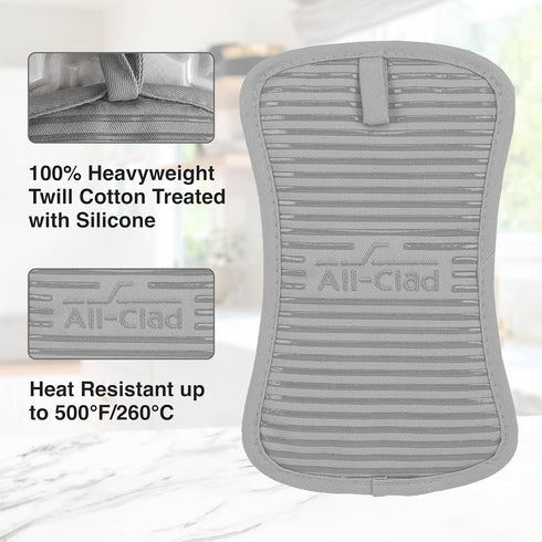 All-Clad Premium Pot Holder & Hot Pad: Heat Resistant to 500 Degrees - 100% Cotton, 10"x6.25" Hot Pad for Kitchen and Barbeque, (1-Pack), Titanium...