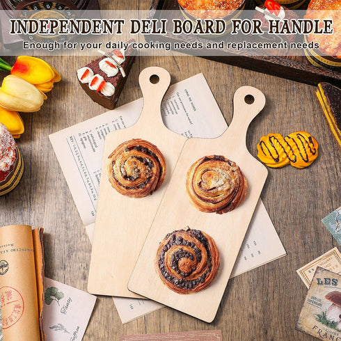 8 Pcs Mini Wooden Cutting Board with Handle 9.45 x 3.54 Inch Thicken Wooden Chopping Board Small Paddle Charcuterie Board Cooking Butcher Block Se...