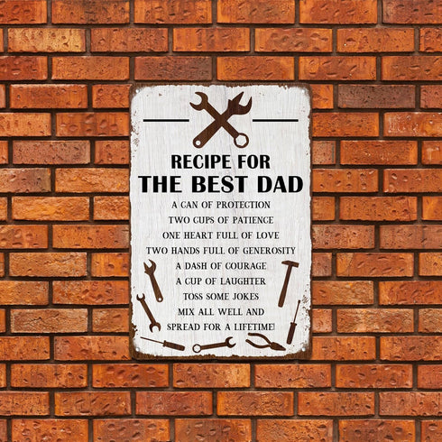 Recipe For The Best Dad Tin Sign Fun Workshop Metal Signs Unique Father's Day Wall Decor Gift For Dad 8x12 Inch...