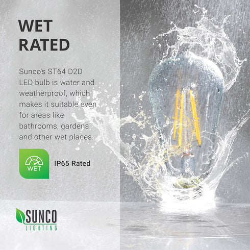 Sunco Lighting - 2 Pack Dusk to Dawn Light Bulbs LED Edison 2700K Soft White, CRI90 7W Equivalent 60W, Vintage Style ST64 Extra Bright Automatic B...