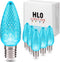 Set of 25 Teal C9 Christmas Lights | Faceted C9 LED Christmas Light Bulbs for Indoor & Outdoor Use | Durable C9 LED Lights | Replacement C9 Bulbs...