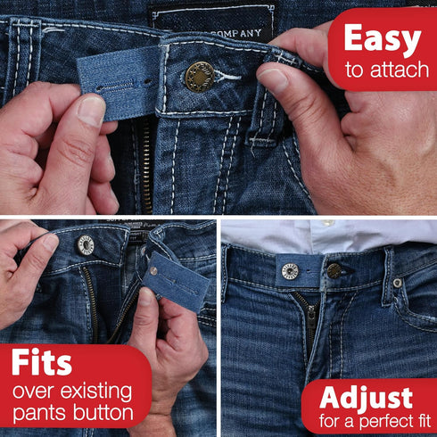 Button Extender for Pants Waist Extenders for Pants for Men and Women (6-Piece Multiple Styles) Adjustable Jeans Button Extender – Black Metal Hoo...