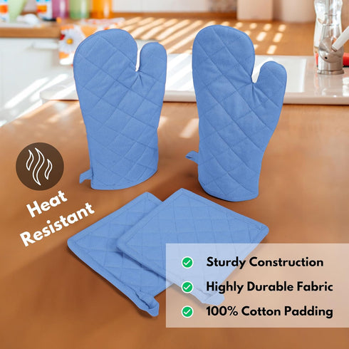 Native Fab Pot Holders and Oven Mitts Sets for Kitchen Heat Resistant - Hanging Non-Slip - 100% Cotton Kitchen Oven Mitts and Pot Holders 4-Piece ...