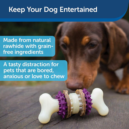 PetSafe Busy Buddy Bristle Bone - Treat-Holding Toy for Dogs - Treat Rings Included - Treats Thoroughly Mixed During Bake to Prevent Choking - Rig...