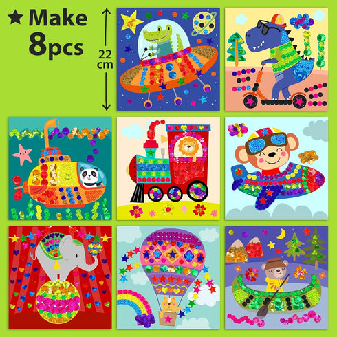KRAFUN My First Foil Sticker Kit, 8 No Mess Art for Kids, 1200 pieces Animal Craft Kits & Supplies, DIY Gem Sticker Creative Activity, Easter Gift...