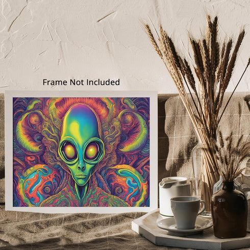 Posterizer 1 pcs- psychedelic funky hippie colorful sci fi alien 4-Fantasy & Fiction Art-Retro Art- Living Room Bedroom Decor- unframed wall art...