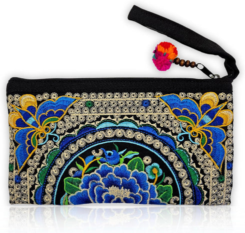 Smartphone Wristlet Bag - Handmade Embroidered Boho Clutch Wallets Purses...