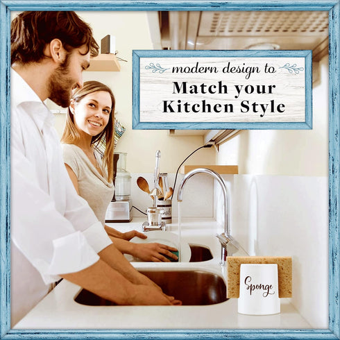 Home Acre Designs Sponge Holder for Kitchen Sink - Rustic Farmhouse Home & Kitchen Decor - White Ceramic...