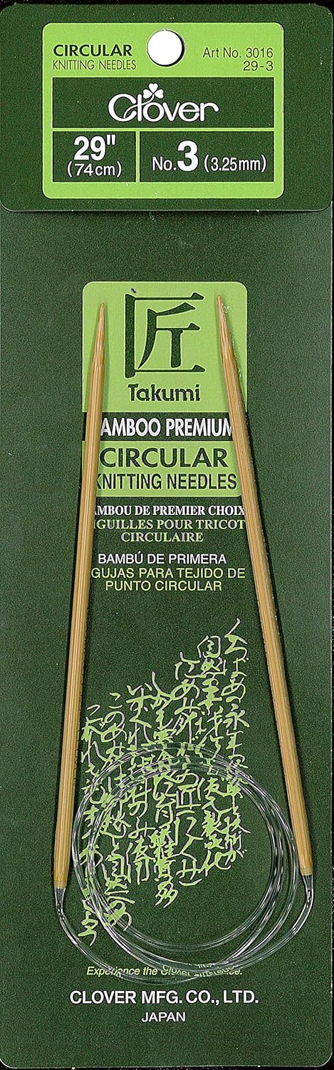Clover Takumi Bamboo Circular Knitting Needles 29"-Size 3/3.25mm, Multicolor......