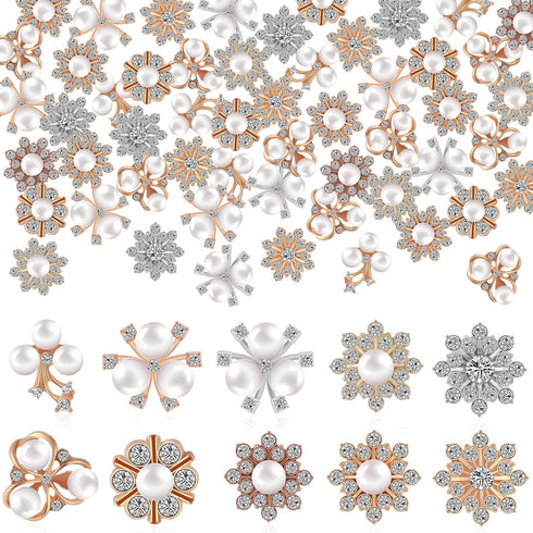 160 Pieces Pearl Rhinestone Buttons Faux Pearl Embellishments Flat Back Rhinestone Buttons for DIY Jewelry Making Wedding Decor Clothes Bag Shoes ...