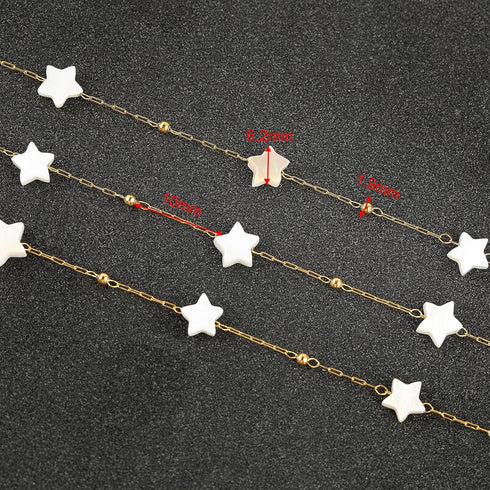 UMAOKANG 3 Yard White Shell Star Chain for Jewelry Making, Gold Plated Stainless Steel Jewelry Making Chain Roll with Jewelry Findings...