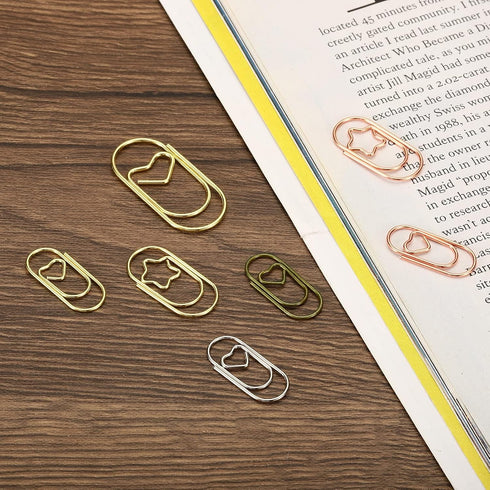 MECCANIXITY Paper Clip Heart-Shaped Cute Decorative Fun Clips Bookmarks 0.8 Inch Bronze Tone for Organize Office Home, Pack of 100...