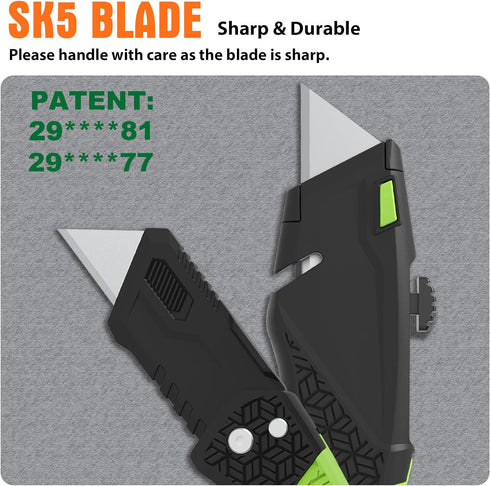 XW Utility Knife Set, Retractable Box Cutter and Folding Utility Knife with Blade Storage Design, Total 20 Blades Included, 4-Pack...