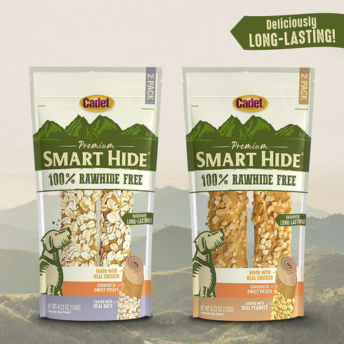 Cadet Smart Hide Rawhide Free Dog Treats – Oat Coated, 2 Count...