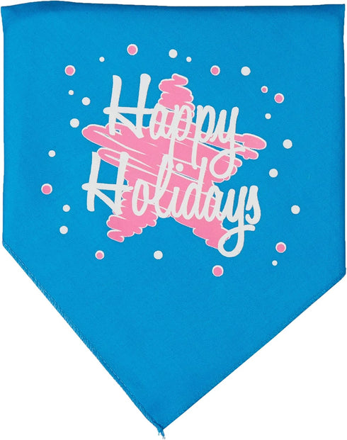 Mirage Pet Products Scribble Happy Holidays Screen Print Bandana for Pets, Small, Turquoise...