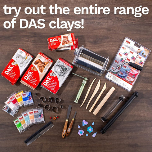 DAS Smart Acrylic Roller - 8-Inch Solid Acrylic Clay Rolling Pin with 3 Adjustable Rings in Sizes 2.5, 3.5 and 5mm - Easy to Clean Black Clay Roll...