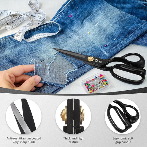 9 Inch Fabric Scissors Tailor Sewing Shears for Fabric Cutting Heavy Duty Tailor Scissors for Quilting Sewing and Dressmaking with Tape Measure, T...