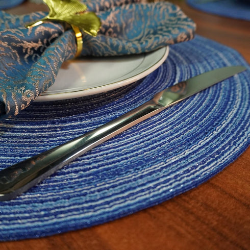 WAZAIGUR Red-A?Placemats,Round Placemats for Dining Table Set of 4 Woven Heat Resistant Non-Slip Kitchen Table Mats Diameter 14 inch(Blue)...
