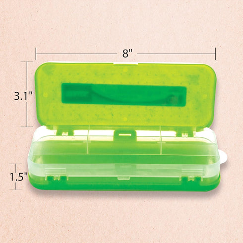 BAZIC Plastic Pencil Case 8" Double Deck Utility Storage Box, Bright Color, Multi Purpose Organizer, 4-Pack...