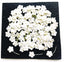 TH 50 Tiny Off White Color Flowers Embellishment with Thread stem Mulberry Paper Flowers Tiny Size 8 mm Craft Supplies Scrap Booking Embellishment...