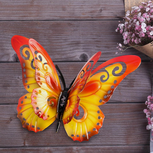Yungeln Metal Butterfly Wall Decor 3D Butterflies Wall Art Hanging Sculpture Metal Butterfly Outdoor Wall Art Decor for Patio,Fence, Garden,Yard,O...