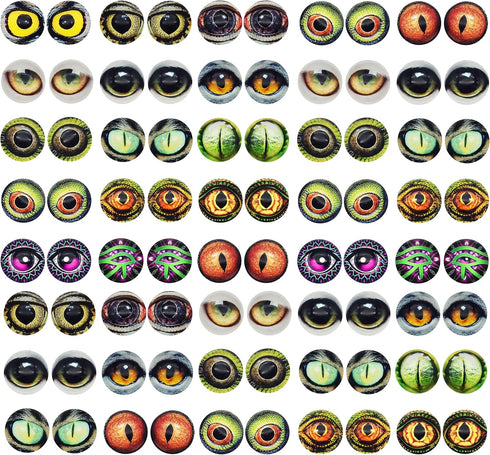 8MM 100PCS Owl Snake Lizard Animal Eyes Glass Cabochon for Clay Doll Making Sculptures Props Craft Jewelry DIY Findings 0.31inches...