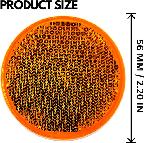 Qty 4 (2 Red/2 Amber) - 2" Inch Round Reflector Bike,Trailer, Truck, Boat, Mailbox, Construction, Signage, Warning with Super Strong Adhesive DOT/...