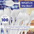 BPA-Free White Disposable Sporks 100 Pk. Recyclable, Eco-Friendly and Kid-Safe 2-in-1 Utensils Built Strong to Last Large Meals. Great for School ...