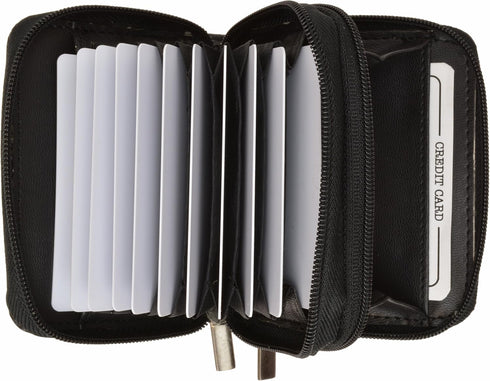 Marshal Genuine Leather Credit Card Holder Wallet Accordion Double Zipper with Id window...