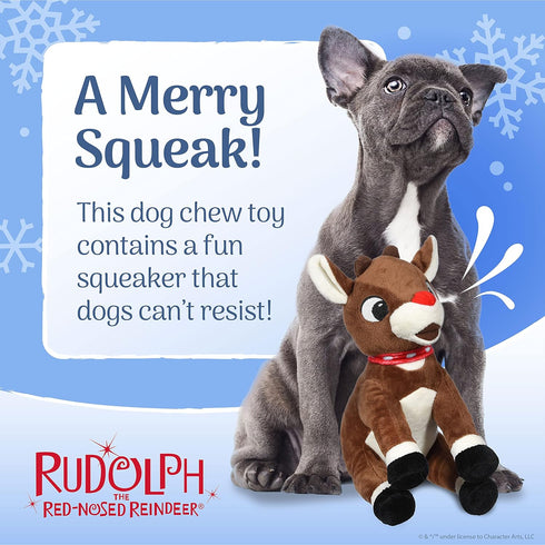 Rudolph The Red-Nosed Reindeer Toys for Dogs - 9" Plush Rudolph Squeaker Dog Toy, Chew Dog Toys - Holiday Toys for Pets, Christmas Dog Toys, Rudol...
