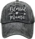 Women's Baseball Hat Blessed Mama Faith Embroidered Vintage Distressed Dad Cap Black...