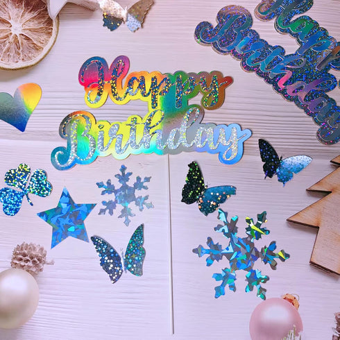 28 Sheets Holographic Cardstock Paper 250gsm/92lb, 8.5 x 11 Metallic Glitter Paper 4 Mixed Styles Printable Only Compatible with Laser Printer,Thi...