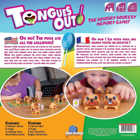 BLUE ORANGE GAMES Tongues Out! The Squishy, Squeezy Preschool and Children Game - Educational Puppy Fidget Memory Color Matching Fun 2-4 Players f...