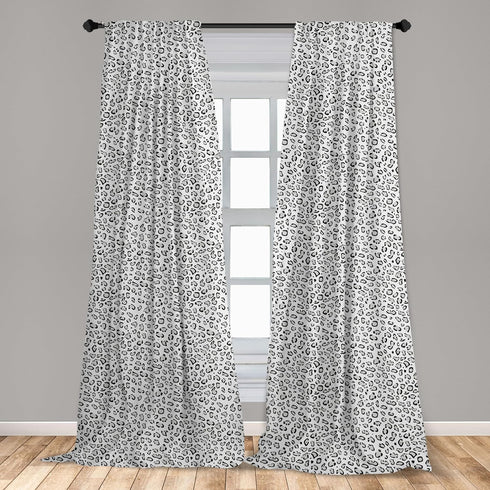 Lunarable Snow Leopard Curtains, Continuous Pattern of Greyscale Natural Camouflage Wild Cat Skin, Window Treatments 2 Panel Set for Living Room B...