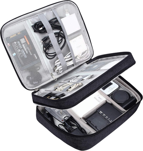 Electronic Bag Travel Cable Accessories Bag Waterproof Double Layer Electronics Organizer Portable Storage Case for Cable, Cord, Charger, Phone, A...